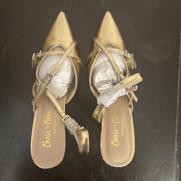Chase and Chloe Camila-9 Metallic Gold Heels  Pumps‎ Size 8- New in Box - Picture 9 of 14